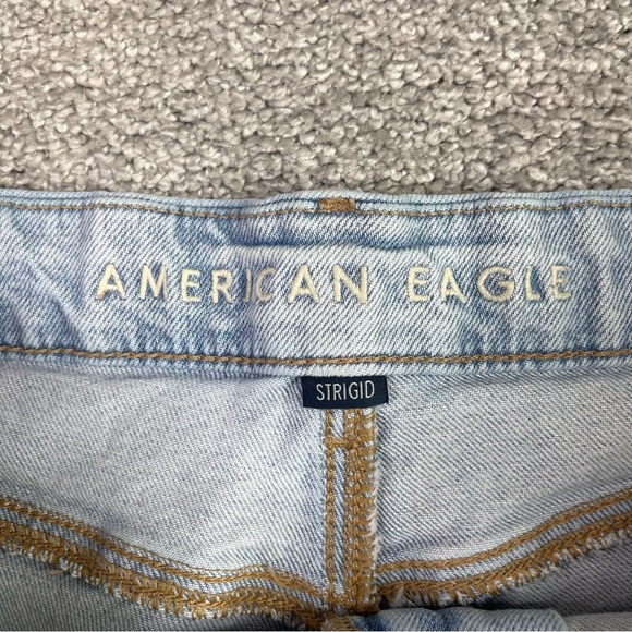 American Eagle Jeans Women’s 12 Long Curvy Super High Rise Baggy Straight Torn - Picture 4 of 11